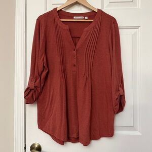 Notations Women's Rust 3/4 Sleeve Blouse
